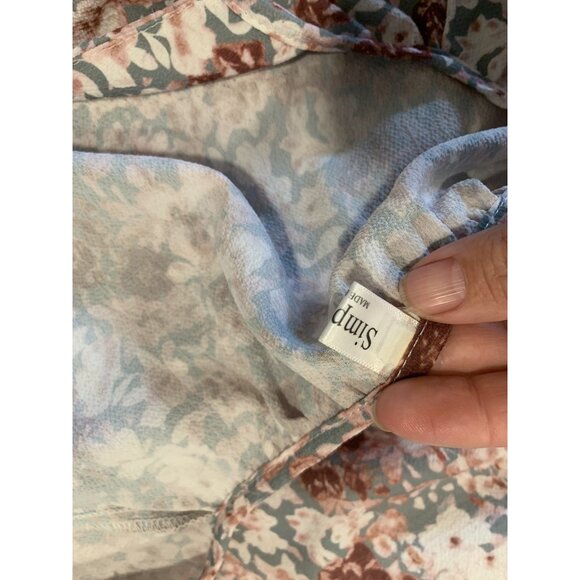 (F-188)Womens Floral Blouse Short Sleeve V-Neck Lightweight Polyester Casual Top - Picture 6 of 9